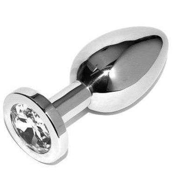 Plug anale in acciaio con gioiello diamante trasparente, sicuro e ipoallergenico